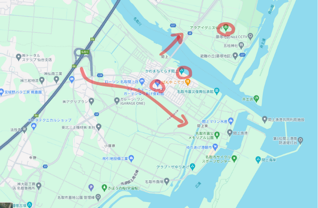 閖上地図上に矢印で案内