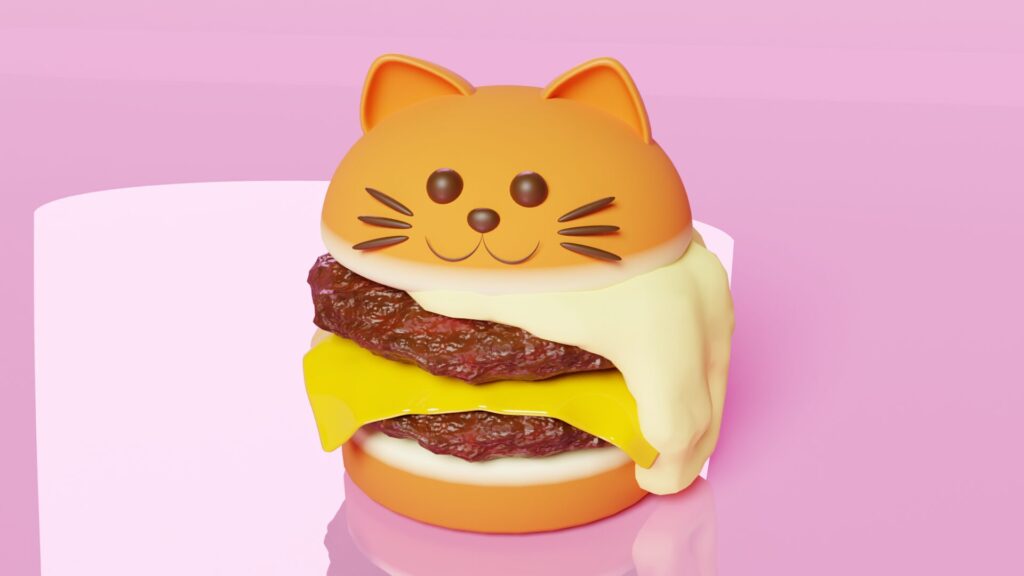 完成した猫ちゃんハンバーガーの画像